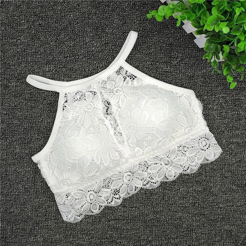 Women Backless 3/4 cup Comfortable Lace Wire Free Bra Sporty Compression Bra