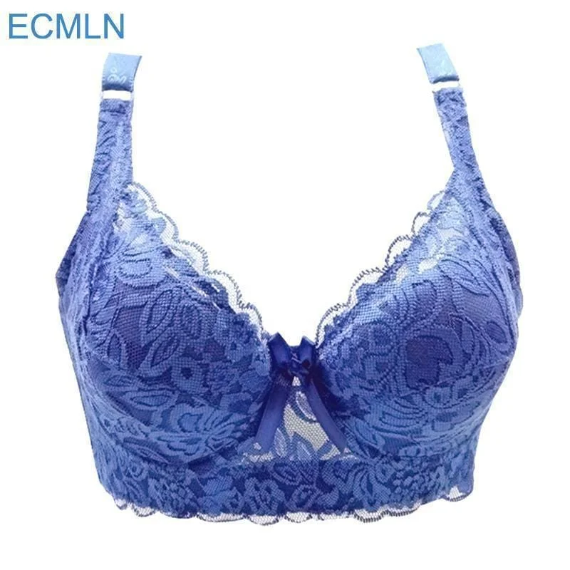 Women Full Cup Wire Free Adjustable Strap Lace Push Bra Push-Up Wireless Bra