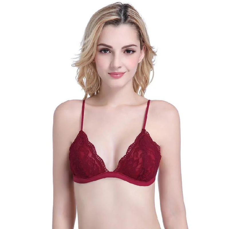 Women Sheer Lace Non Padded  Bra Elegant Lace Lingerie