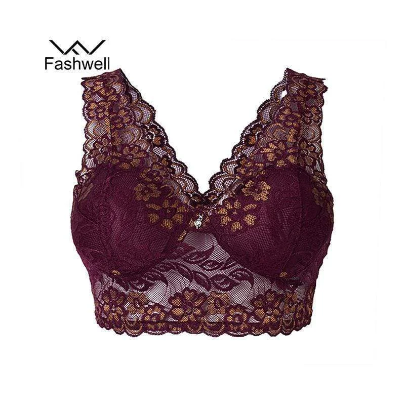 Women Wire Free Padded  All Lace Seamless Crop Bra Strapless Support Bra