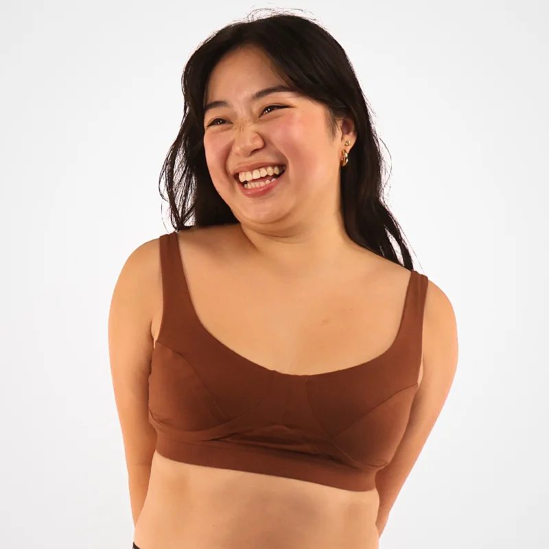 Women's organic cotton bra in chestnut - more supportive style Strapless Support Bra