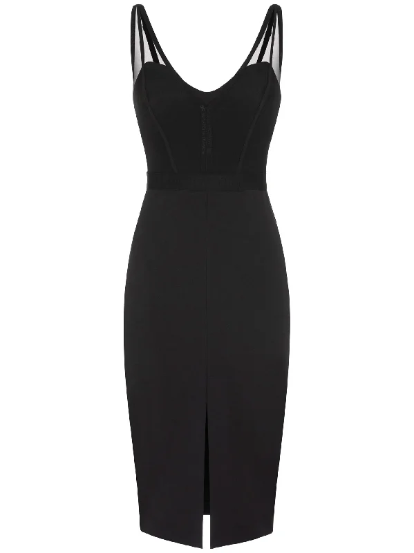 bustier-top crepe midi dress Comfortable Denim Midi Dress