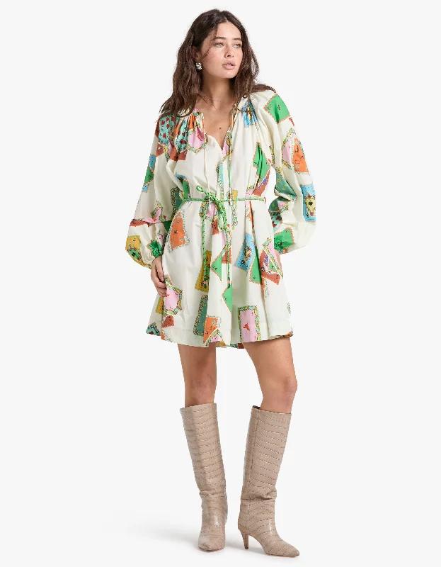 Rummy Longsleeve Mini Dress - Multi Trendy Button-Detail Mini Dress