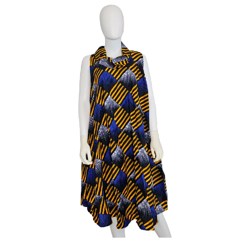 Ankara Print Turtle Neck Midi Dress - Made In Kenya Trendy Smocked Detail Midi Dress Ankara Print Turtle Neck Midi Dress - Made In Kenya Trendy Smocked Detail Midi Dress