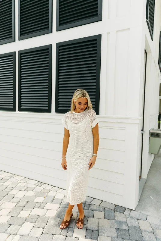 Any Occasion Midi Dress - Oatmeal Cozy A-Line Midi Dress