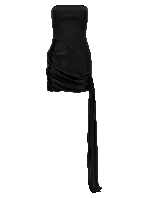Asymmetric Hem Strapless Mini Dress Fashionable Polka Dot Mini Dress