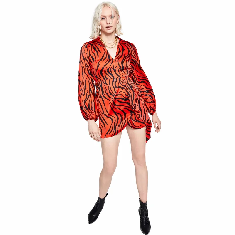 BAR III - Tiger-Print Mini Dress Trendy Crossover Mini Dress