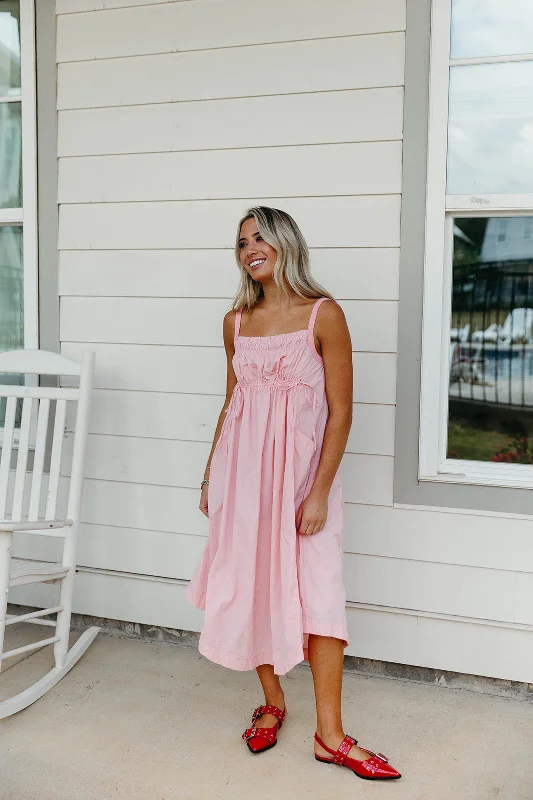 Beck Midi Dress - Baby Rose Fashionable Fitted Midi Dress