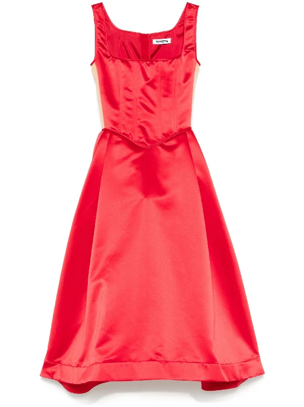 bustier duchess-satin midi dress Chic Lace Detail Midi Dress