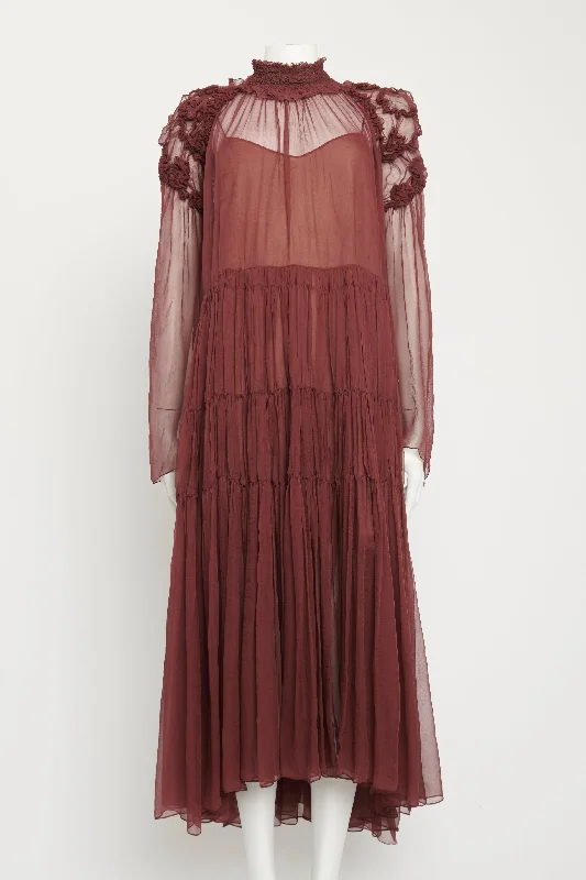 Chloe Burgundy Silk Midi Dress Elegant Satin Slip Midi Dress