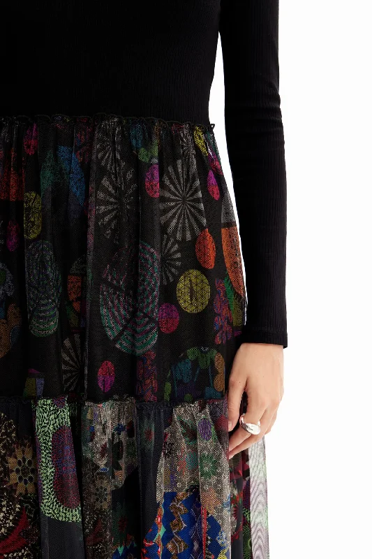 Combination floral midi dress Comfortable Knitwear Midi Dress
