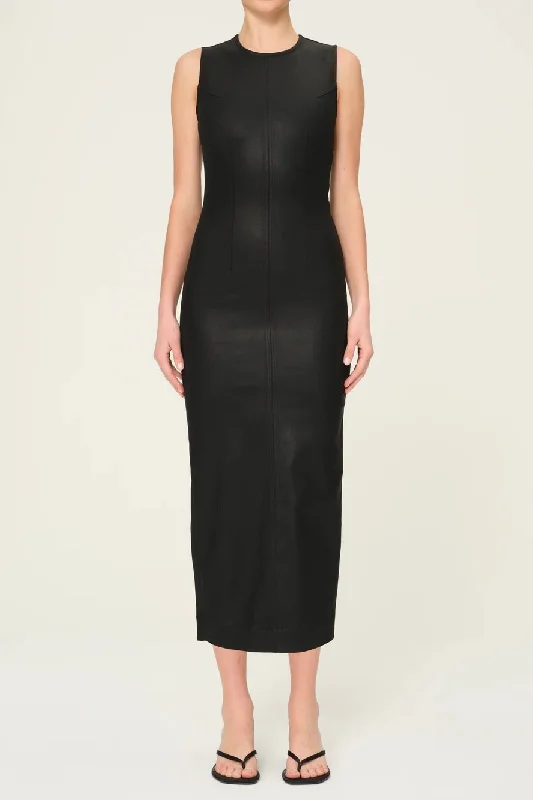 DL1961 - Esme Midi Dress (Black Coated) Trendy Flared Sleeve Midi Dress