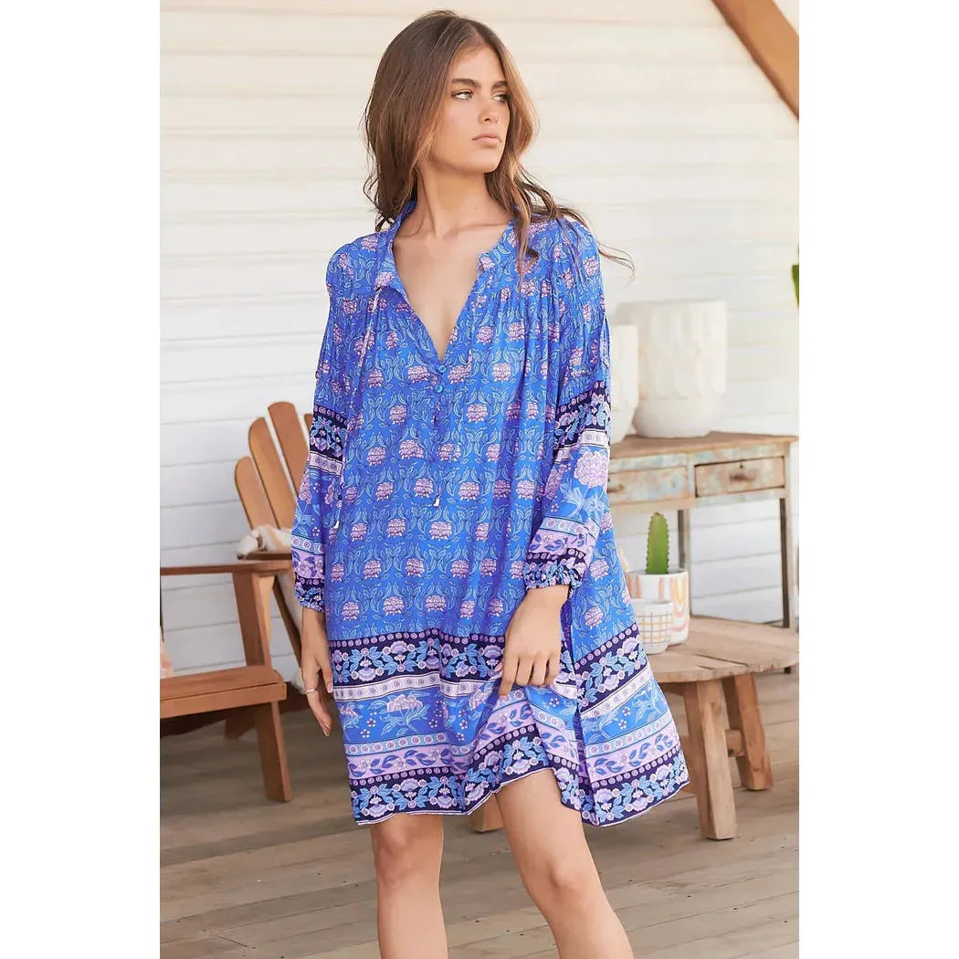 JAASE Day Bluey Print Jany Mini Dress Stylish Summer Mini Dress