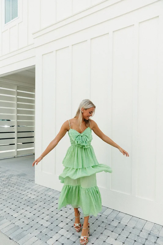 Margaret Midi Dress - Green Cozy Ribbed Knit Midi Dress