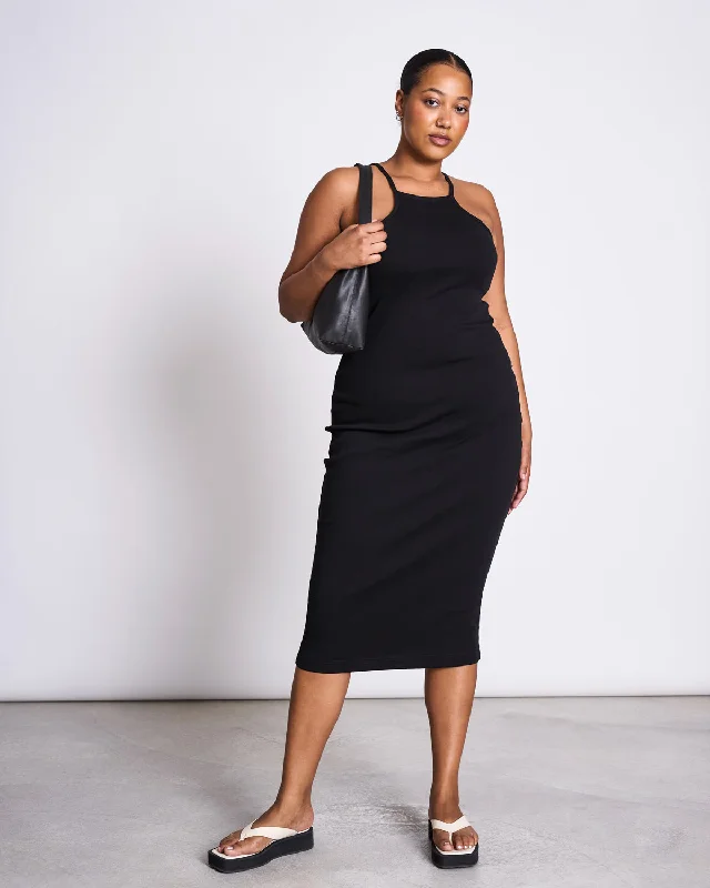 MIDI DRESS ELITA BLACK Comfortable Casual Midi Dress