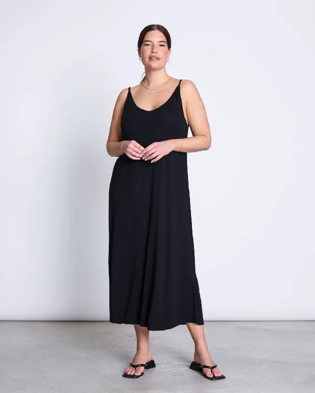 MIDI DRESS TRIANGLE BLACK Elegant Satin Midi Dress