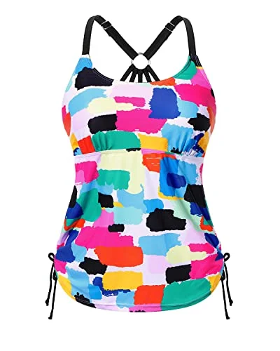 Modest Coverage & Comfort Tankini Top Womens Tankini Swim Top-Aqua Full Coverage Swimsuit