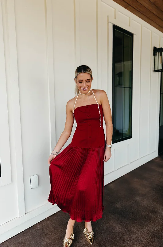 Oakley Midi Dress - Burgundy Comfortable Draped Midi Dress