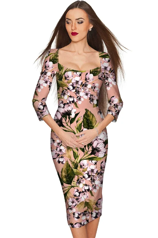 Ooh Darling Lili Elegant Classy Floral Midi Dress - Women Fashionable Wide Leg Midi Dress