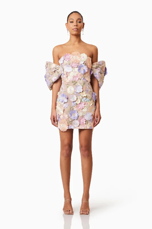 Perry Embellished Mini Dress in Purple Cozy T-Shirt Mini Dress