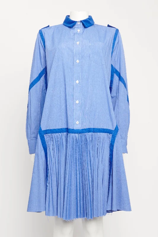 Pleated Velour Lapel Preowned Midi Dress Comfortable Deep V Midi Dress
