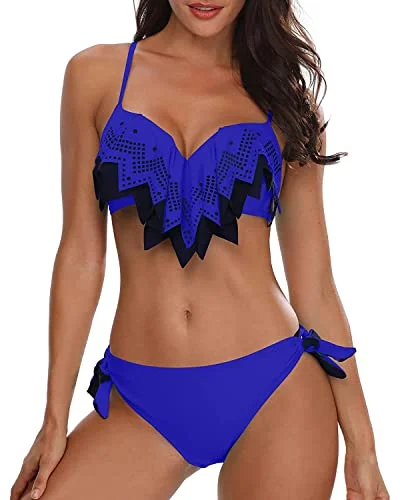 Sexy Ruffle Swimsuit Push Up Underwire Bikini Sets Sporty Racerback Swimsuit