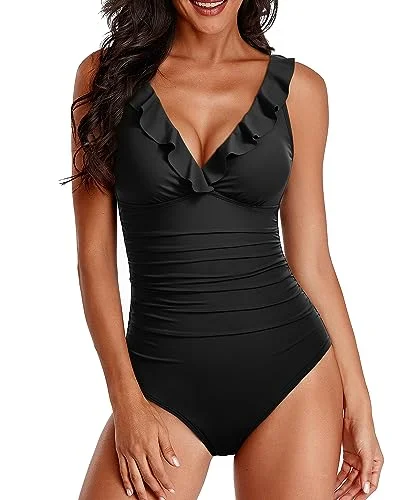 Slimming One Piece Monokini Swimsuits Plunge Neckline Swimsuit