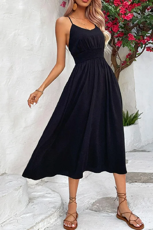 Spaghetti Strap Midi Dress Stylish Animal Print Midi Dress