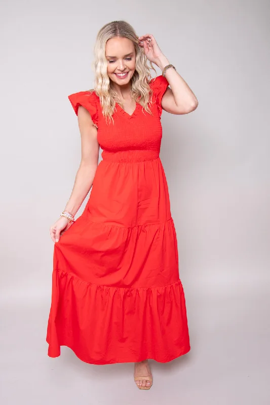 Sunfire Smocked Midi Dress Cozy A-Line Midi Dress