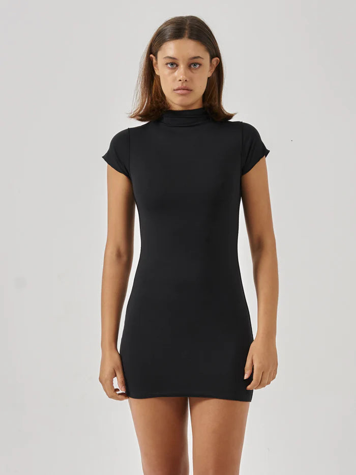 THRILLS Bailey Womens Mini Dress - Black Comfortable One-Shoulder Mini Dress