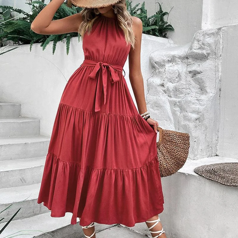 Grecian Tiered Midi Dress Trendy Shift Midi Dress