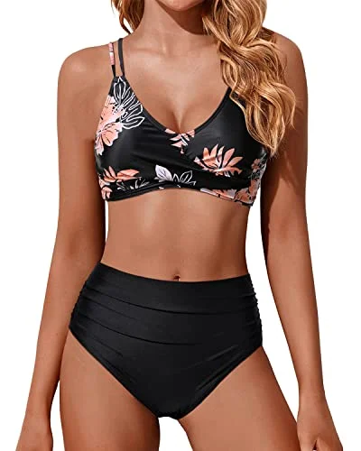 Women High Waisted Bikini Set Two Piece Swimsuits Push up Wrap Bathing Suit Swimsuit with Skirt