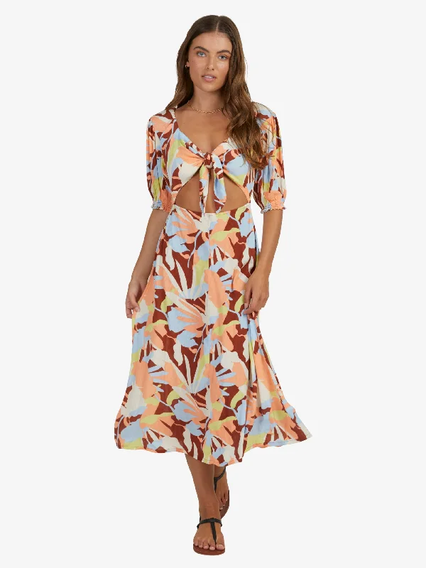 Womens Glistening Bay Midi Dress Comfortable Geometric Print Midi Dress