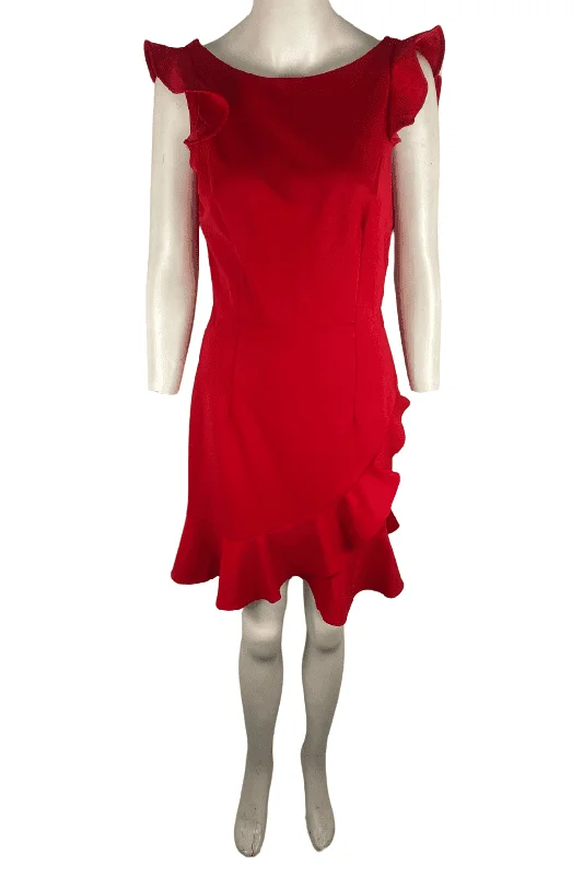 Donna Morgan women's red sleeveless midi dress size 6 Cozy Tie-Dye Midi Dress