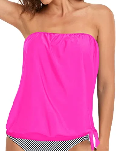 Women's Strapless Tankini Top Bandeau Swimsuit Top Stylish Cover-Up Set