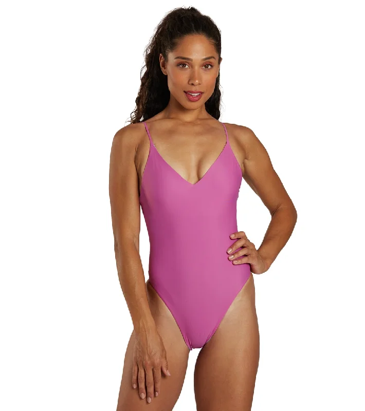 JOLYN Women's Solid Juana One Piece Swimsuit Shiny One-Piece Swimsuit