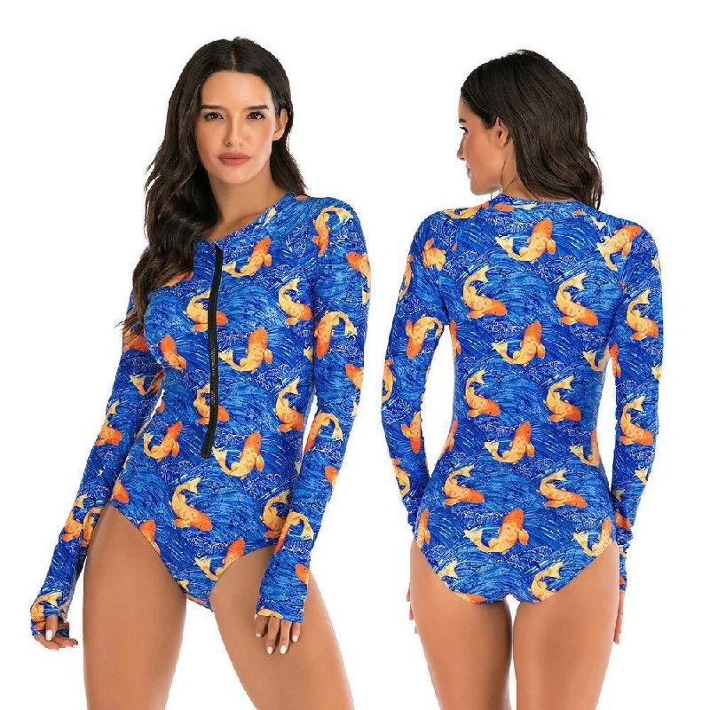 Long Sleeve One Piece Swimsuit Push-Up Bikini Top