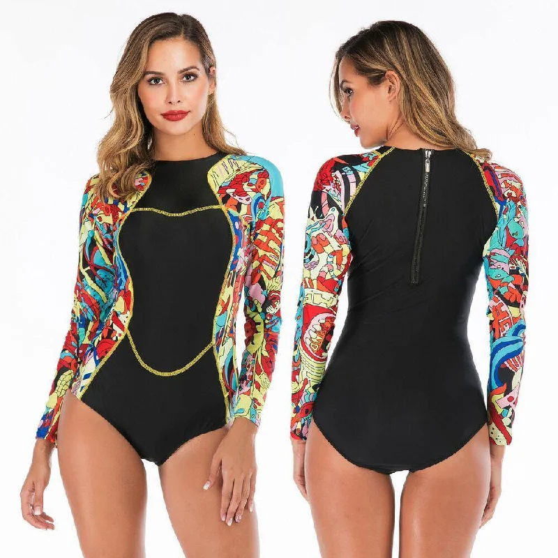 Black Sexy One Piece Swimsuit Sporty Swimwear Bottoms