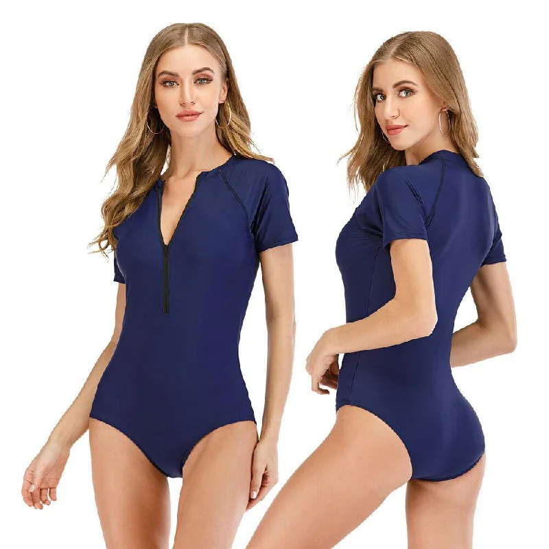 One Piece Rash Guard Swimwear Shiny One-Piece Swimsuit