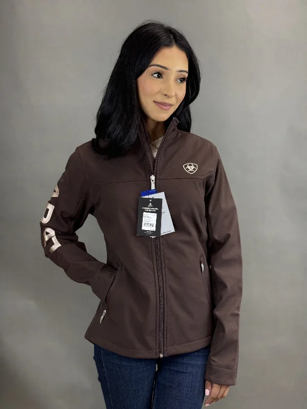 ARIAT JACKET NEW TEAM SOFTSHELL COFFEE BEAN Oversized Jacket Tailored Jacket Straight Jacket