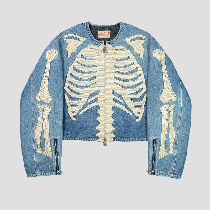 14oz DENIM MOTORCROSS JACKET (BONE) Chenille Jacket Brocade Jacket Lace Jacket