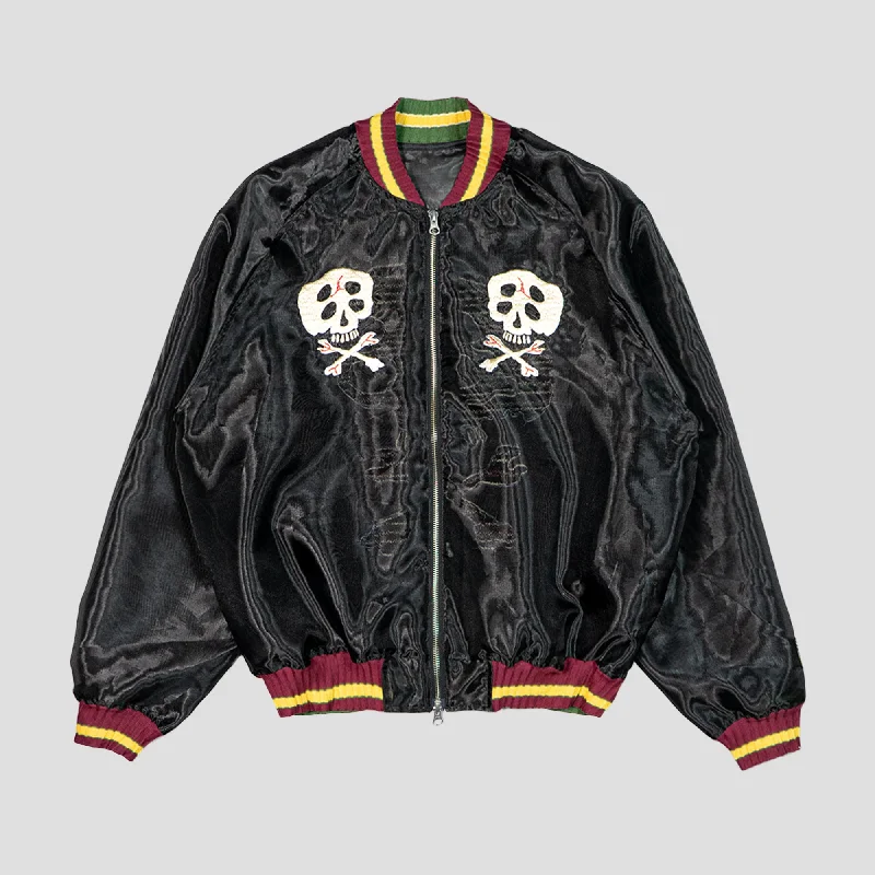 SEE-THROUGH PEARL SOUVENIR JACKET (SKULL) Print Jacket Jacquard Jacket Embroidered Jacket