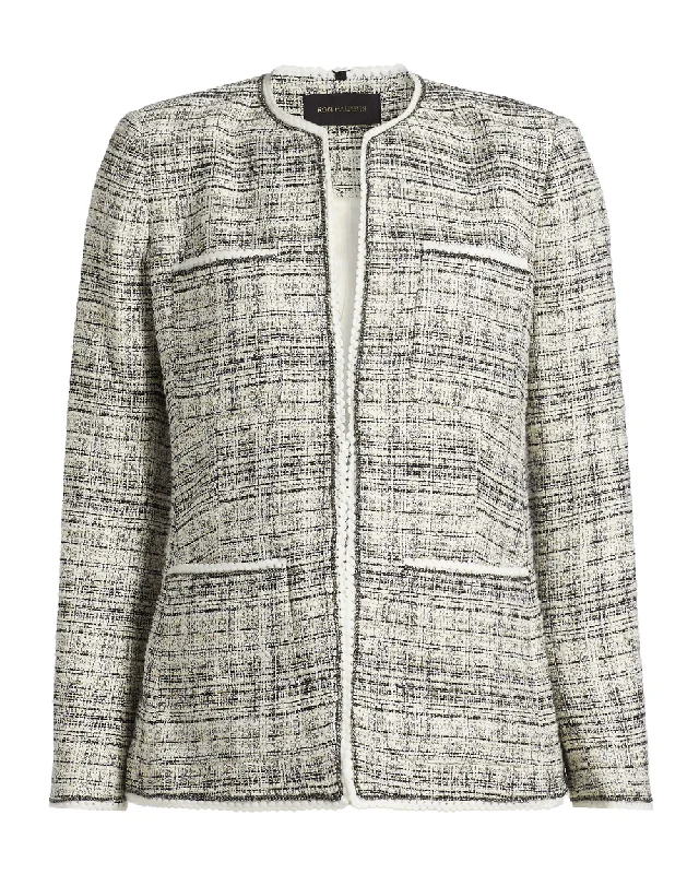 Ivory Teigen Metallic Tweed Jacket Satin Jacket Silk Jacket Chiffon Jacket