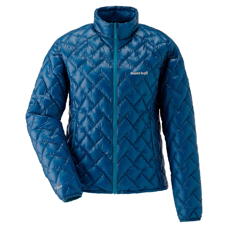 Montbell Down Jacket Women's Plasma 1000 Fill Power Jacket - Water Resistant Blue Green Fleece Fabric Down Fabric Feather Fabric