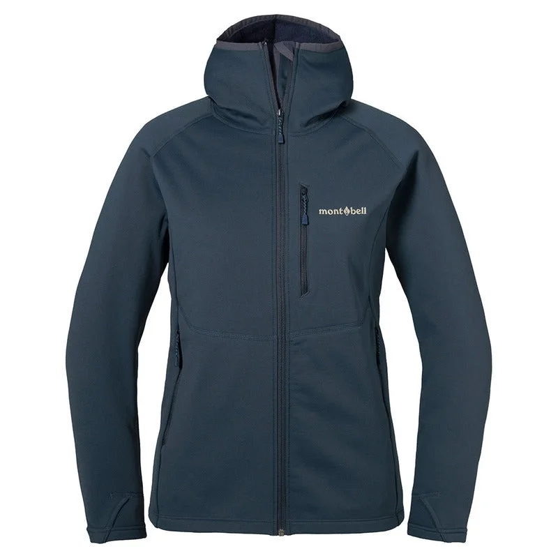 Montbell Jacket Women's Trail Action Hooded Jacket - CLIMAPLUS Navy Herringbone Jacket Checkered Jacket Solid Jacket