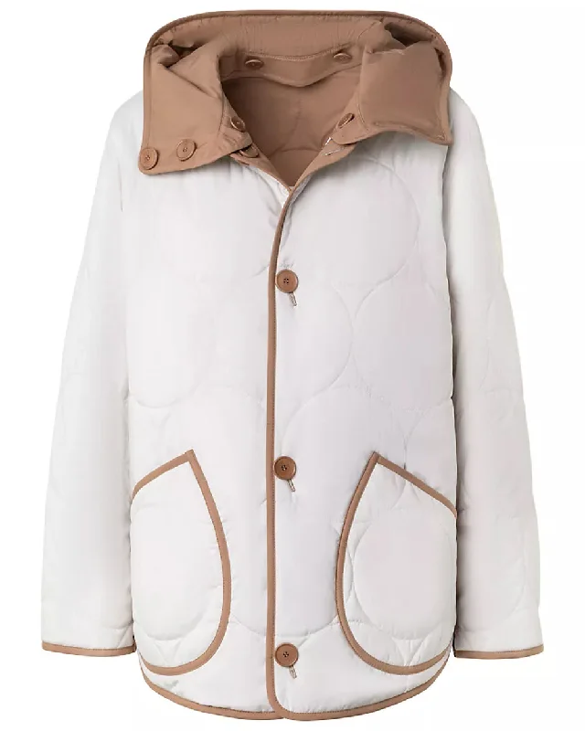 Cream and Caramel Techno Dot Quilted Jacket Wool Jacket Cashmere Jacket Tweed Jacket