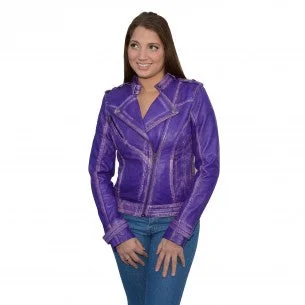 Women's Sheepskin Asymmetrical Moto Jacket w/ Studding Oversized Jacket Tailored Jacket Straight Jacket