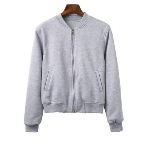 Stand Neck Long Sleeve Zip Up Fitting Jacket - Gray S Chenille Jacket Brocade Jacket Lace Jacket