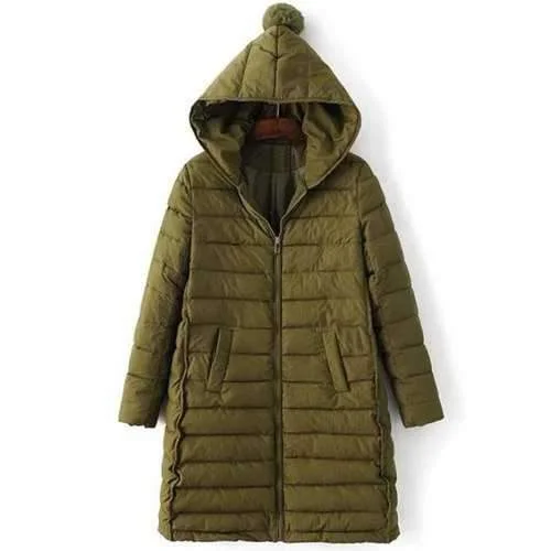 Hooded Slmi Fit Quilted Jacket - Green Xl Welt Pockets Slit Pockets Flap Pockets