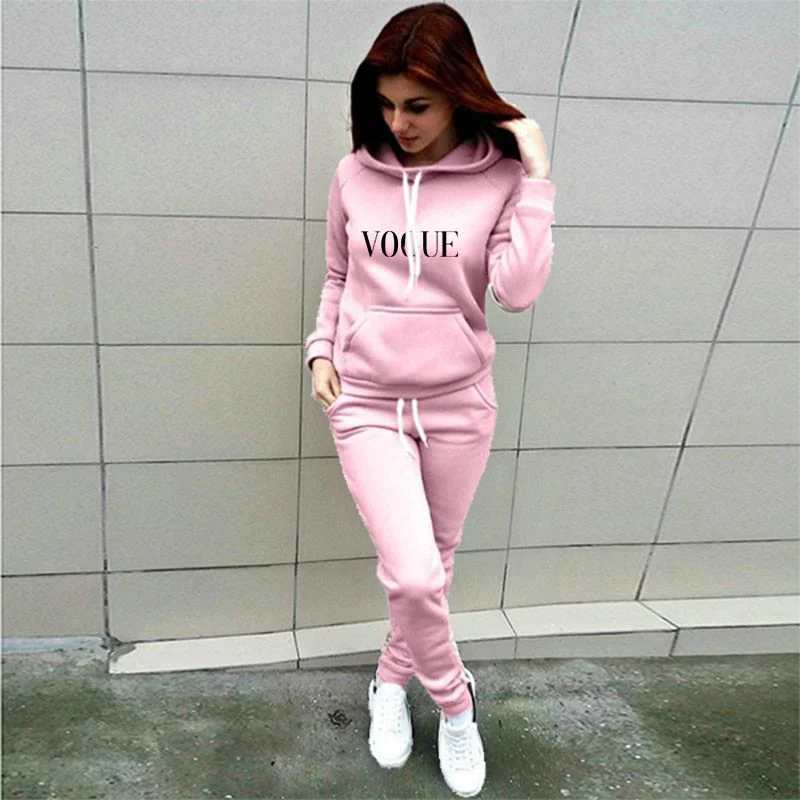 Ropa Mujer Solid Hooded Sweatshirt Trousers Suits Hoodie with Contrast Stitching Detailed Premium Ropa Mujer Solid Hooded Sweatshirt Trousers Suits Hoodie with Contrast Stitching Detailed Premium